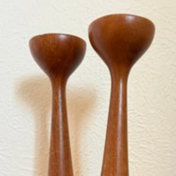 MCM Danish Modern Teak Candle Holders Pair - Picture 4 of 7